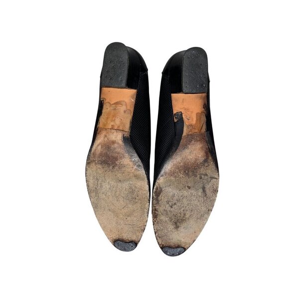 Salvatore Ferragamo Leather Block Heel Pumps Size 7.5 Black Textured & Patent Le - Picture 7 of 7